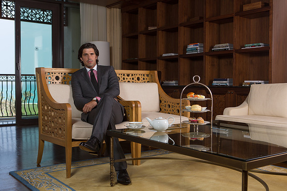 Nacho Figueras in Ralph Lauren at the St. Regis Hotel for the RAKE magazine.