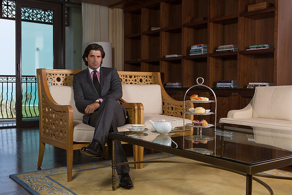 Nacho Figueras in Ralph Lauren at the St. Regis Hotel for the RAKE magazine.